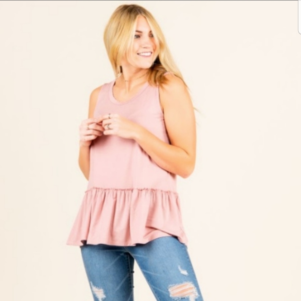 Agnes & Dora Relaxed Ruffle Tank (Bellini)